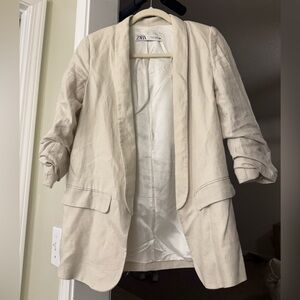 Zara Beige Linen Blazer